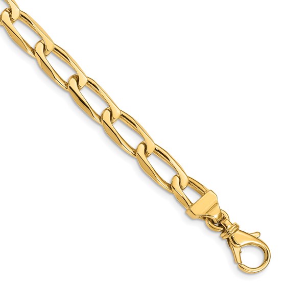 10K Yellow Gold 6.5mm Hand- Open Link Bracelet - 7 in. 10K Yellow Gold 6.5mm Hand- Open Link Bracelet - 7 in.