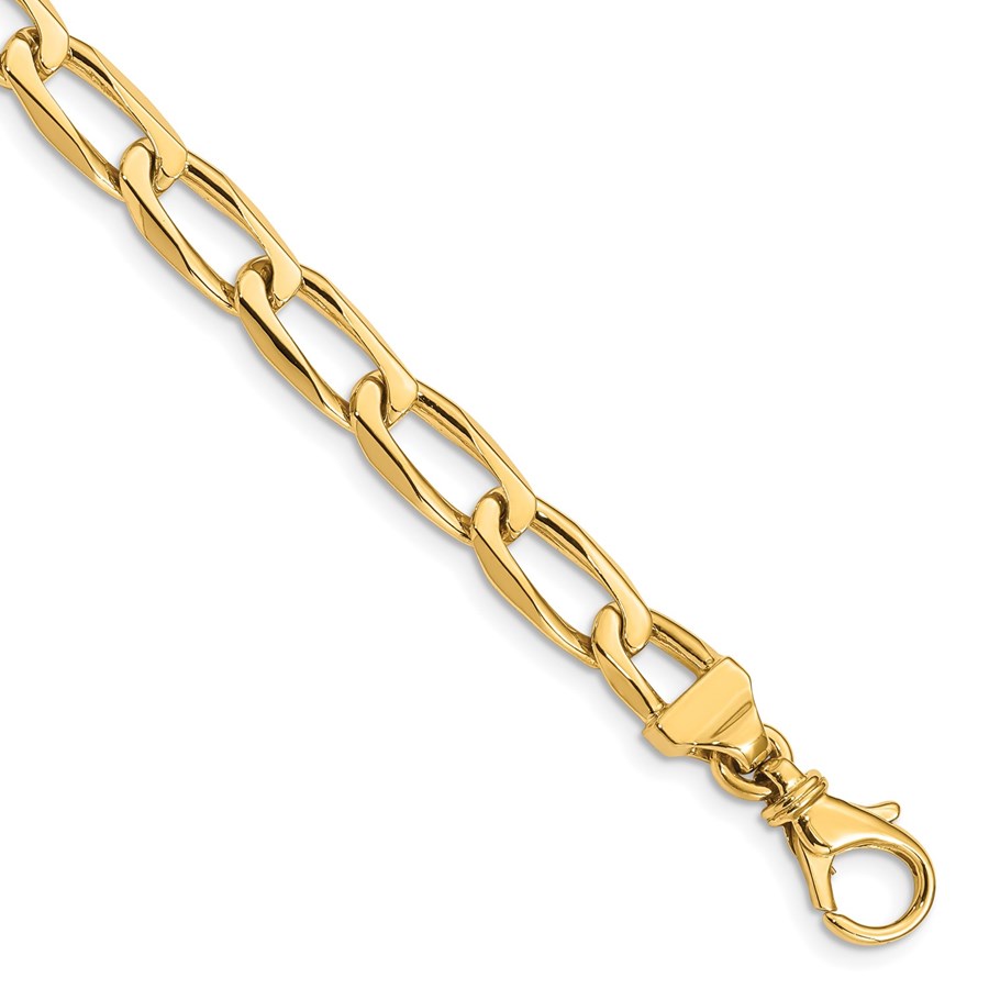 10K Yellow Gold 6.5mm Hand- Open Link Bracelet - 7 in.