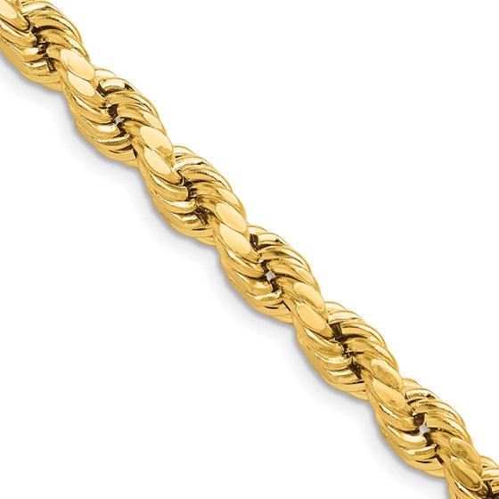 10K Yellow Gold 6.5mm Semi-solid D/C Rope Chain - 22 in. 10K Yellow Gold 6.5mm Semi-solid D/C Rope Chain - 22 in.