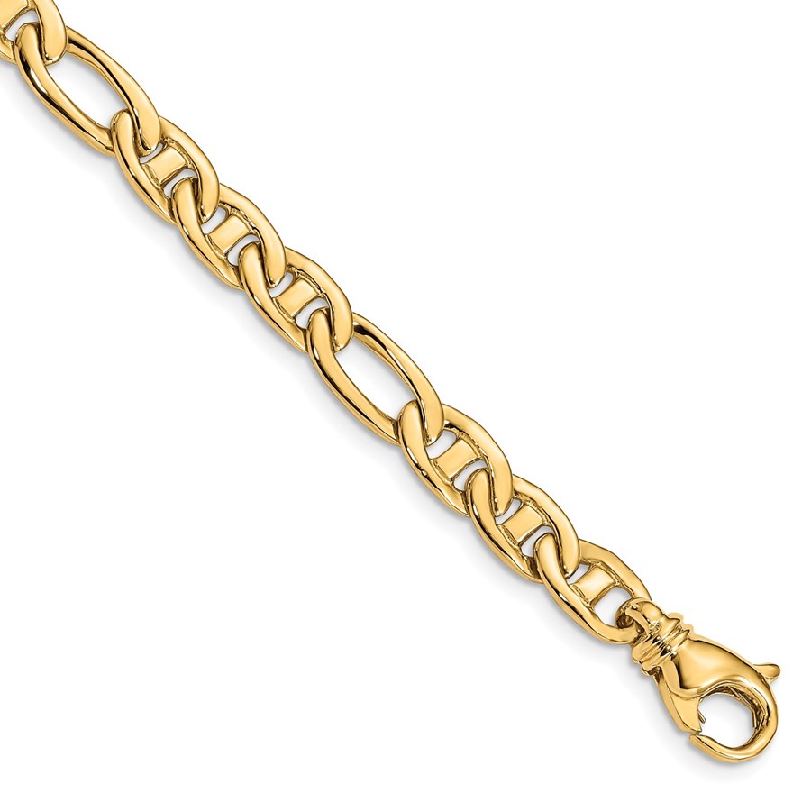 10K Yellow Gold 6.5mm Solid Flat Anchor Chain - 7.25 in.