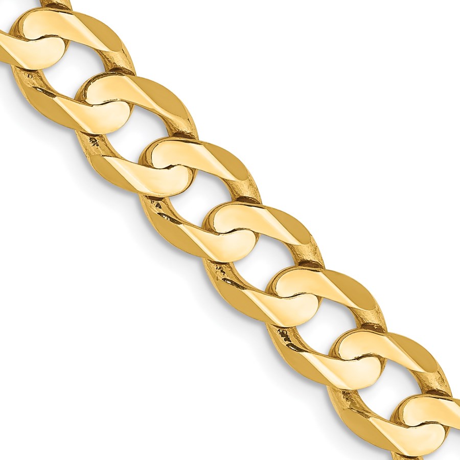 10K Yellow Gold 6.75mm Open Concave Curb Chain - 22 in.