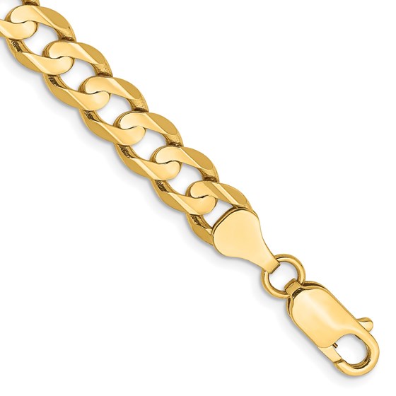 10K Yellow Gold 6.75mm Open Concave Curb Chain - 7 in.