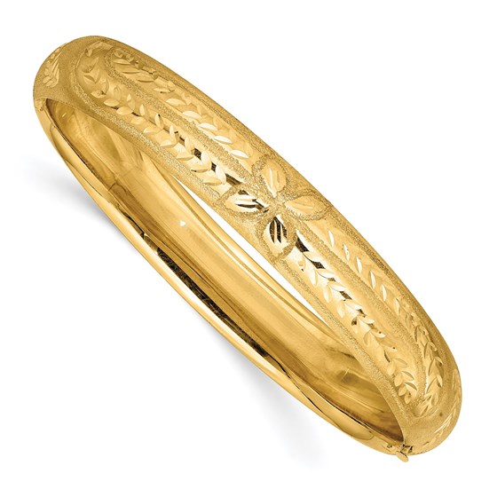 10K Yellow Gold 7/16 Florentine Bangle Bracelet - 7 in.