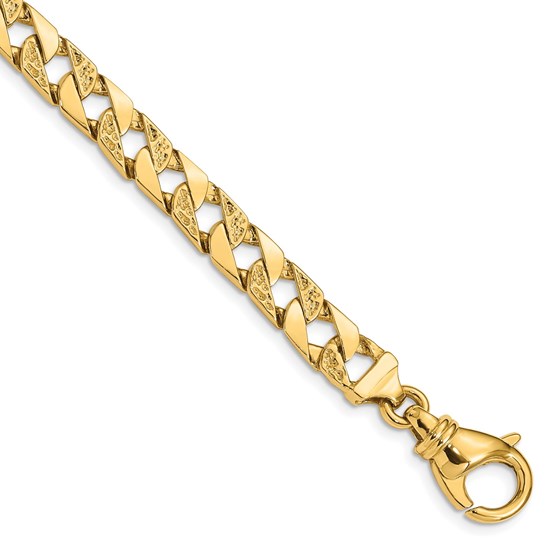 10K Yellow Gold 7.5mm Hand Fancy Link Bracelet - 7 in. 10K Yellow Gold 7.5mm Hand Fancy Link Bracelet - 7 in.