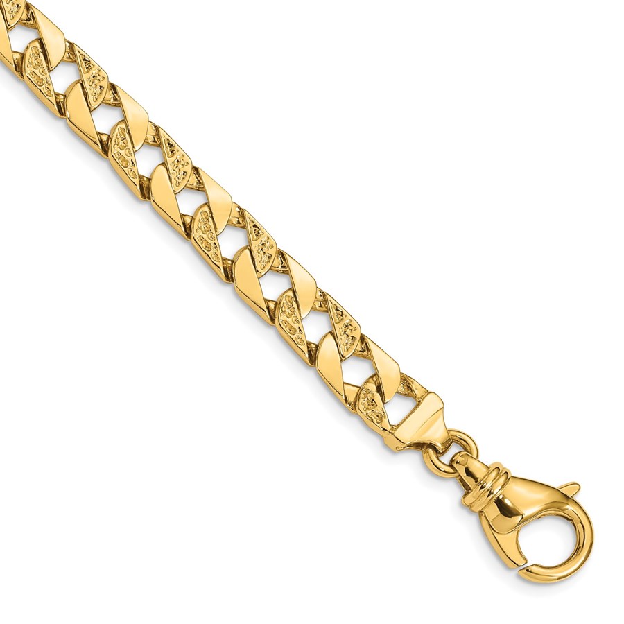 10K Yellow Gold 7.5mm Hand Fancy Link Bracelet - 8 in.