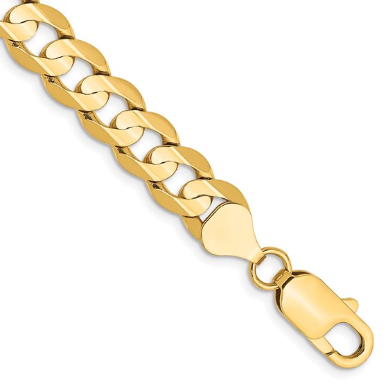 10K Yellow Gold 7.5mm Open Concave Curb Chain - 7 in.