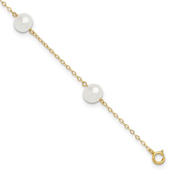 10K Yellow Gold 7-8mm White Cultured Pearl Anklet - 9 in. 10K Yellow Gold 7-8mm White Cultured Pearl Anklet - 9 in.