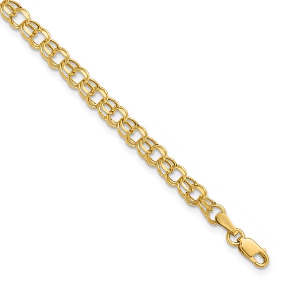 10K Yellow Gold 7in 4.5mm Diamond-cut Charm Bracelet - 6 mm