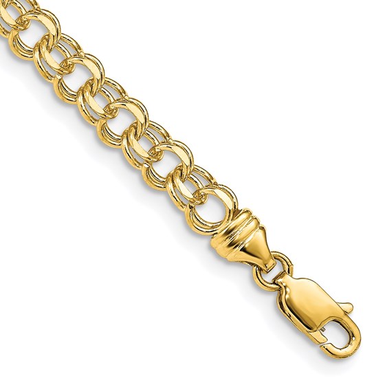 10K Yellow Gold 7in 4.75mm Solid Charm Bracelet - 7 mm