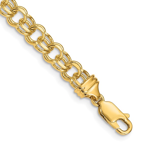 10K Yellow Gold 7in 5.5mm Solid Charm Bracelet - 7 mm