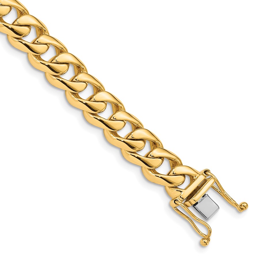 10K Yellow Gold 8.3mm Rounded Curb Link Bracelet - 9 in.