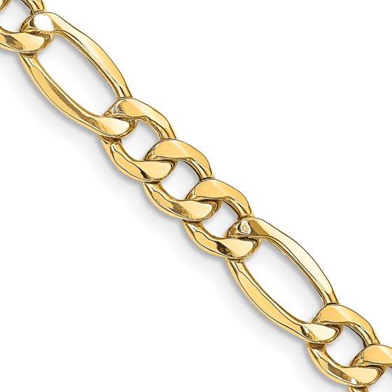 10K Yellow Gold 8.5mm Semi-Solid Figaro Chain - 20 in.