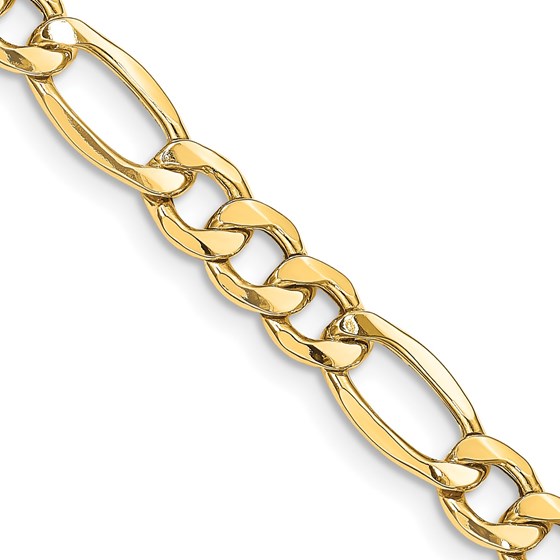 10K Yellow Gold 8.5mm Semi-Solid Figaro Chain - 26 in. 10K Yellow Gold 8.5mm Semi-Solid Figaro Chain - 26 in.