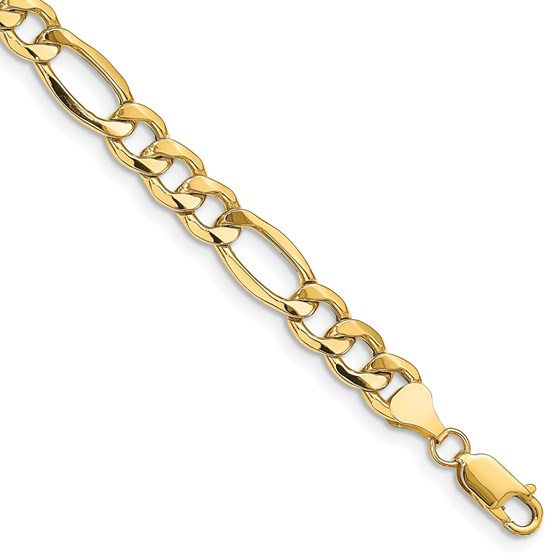 10K Yellow Gold 8.5mm Semi-Solid Figaro Chain - 8 in.