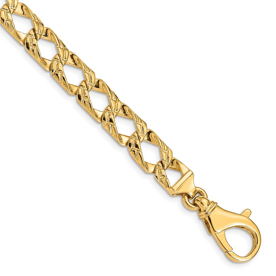 10K Yellow Gold 8.6mm Hand Fancy Link Chain - 7 in.