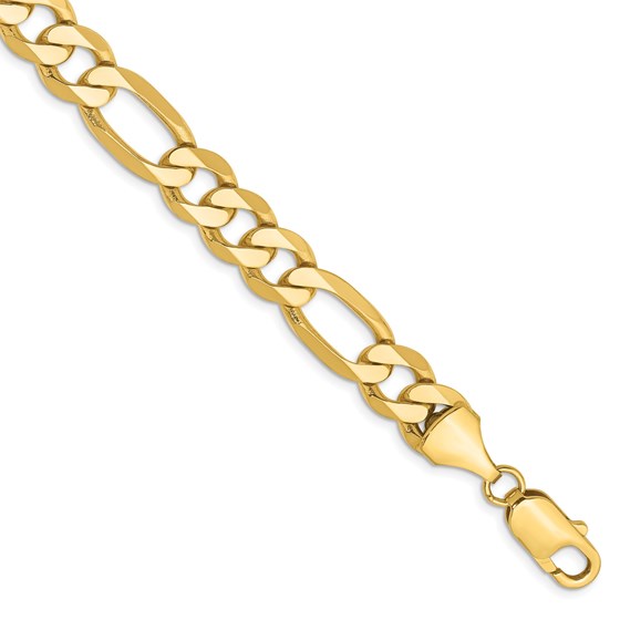 10K Yellow Gold 8.75mm Flat Figaro Chain - 8 in. 10K Yellow Gold 8.75mm Flat Figaro Chain - 8 in.
