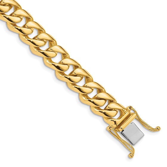10K Yellow Gold 9.6mm Rounded Curb Link Bracelet - 9 in.