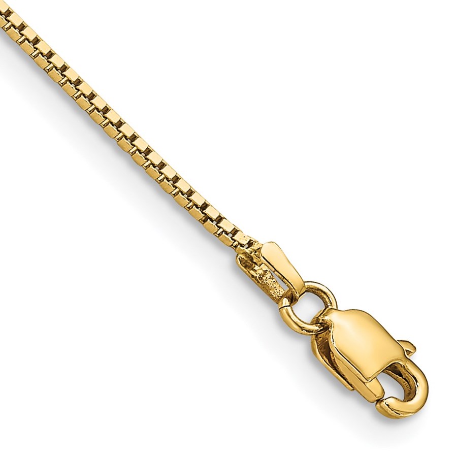 10K Yellow Gold .95mm Box Chain Anklet - 9 in.