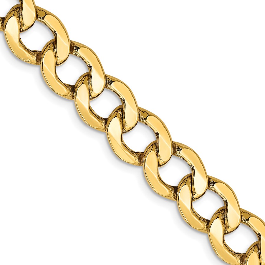 10K Yellow Gold 9mm Semi-Solid Curb Chain - 26 in.