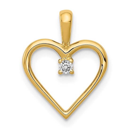 10K Yellow Gold AA .03ct. Diamond Heart Pendant