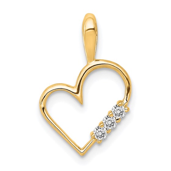 10K Yellow Gold AA 1/20ct. Diamond Heart Pendant