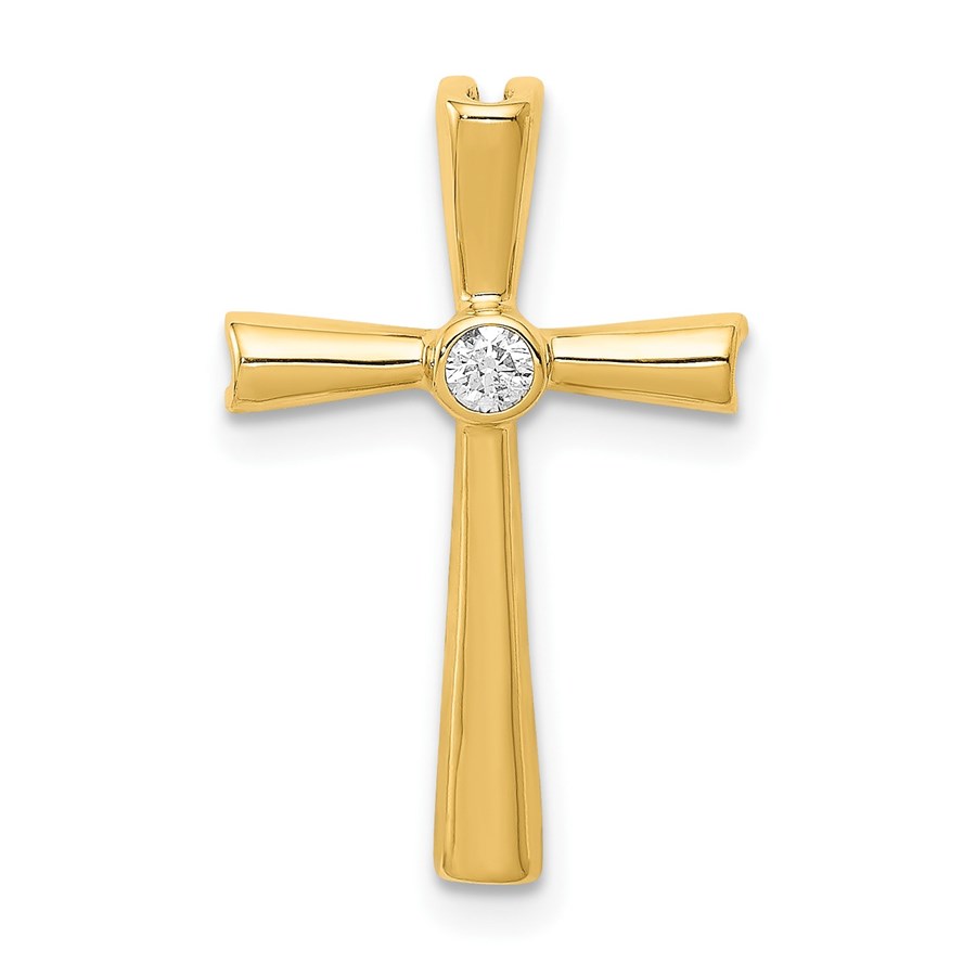 10K Yellow Gold AA Diamond Cross Pendant - 20.5 mm