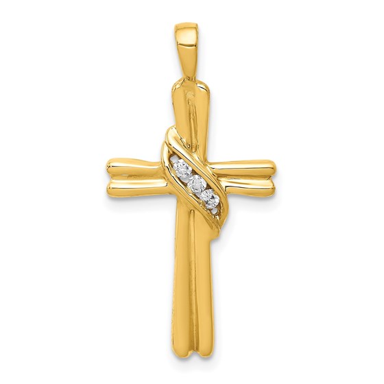 10K Yellow Gold AA Diamond Cross Pendant - 29 mm 10K Yellow Gold AA Diamond Cross Pendant - 29 mm