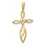 10K Yellow Gold AA Diamond Cross Pendant - 30.5 mm