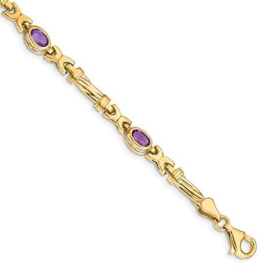 10K Yellow Gold Amethyst 4 Stone Bracelet - 7.25 in. 10K Yellow Gold Amethyst 4 Stone Bracelet - 7.25 in.
