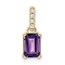 10K Yellow Gold Amethyst and Diamond Pendant - 15.9 mm