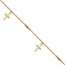 10K Yellow Gold and Textured Cross Anklet - 9 in.