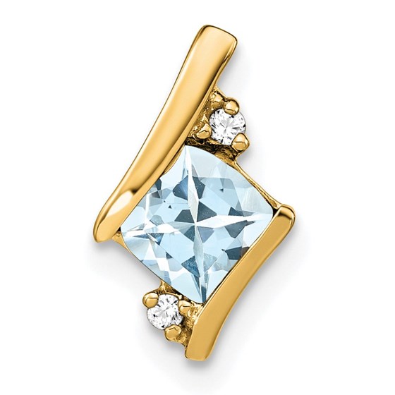 10K Yellow Gold Aquamarine and Diamond Chain Slide 10K Yellow Gold Aquamarine and Diamond Chain Slide