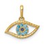 10K Yellow Gold Blue CZ Eye Pendant - 41 mm