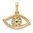 10K Yellow Gold Blue CZ Eye Pendant - 41 mm