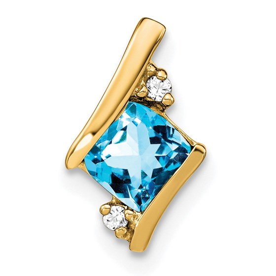 10K Yellow Gold Blue Topaz and Diamond Chain Slide 10K Yellow Gold Blue Topaz and Diamond Chain Slide