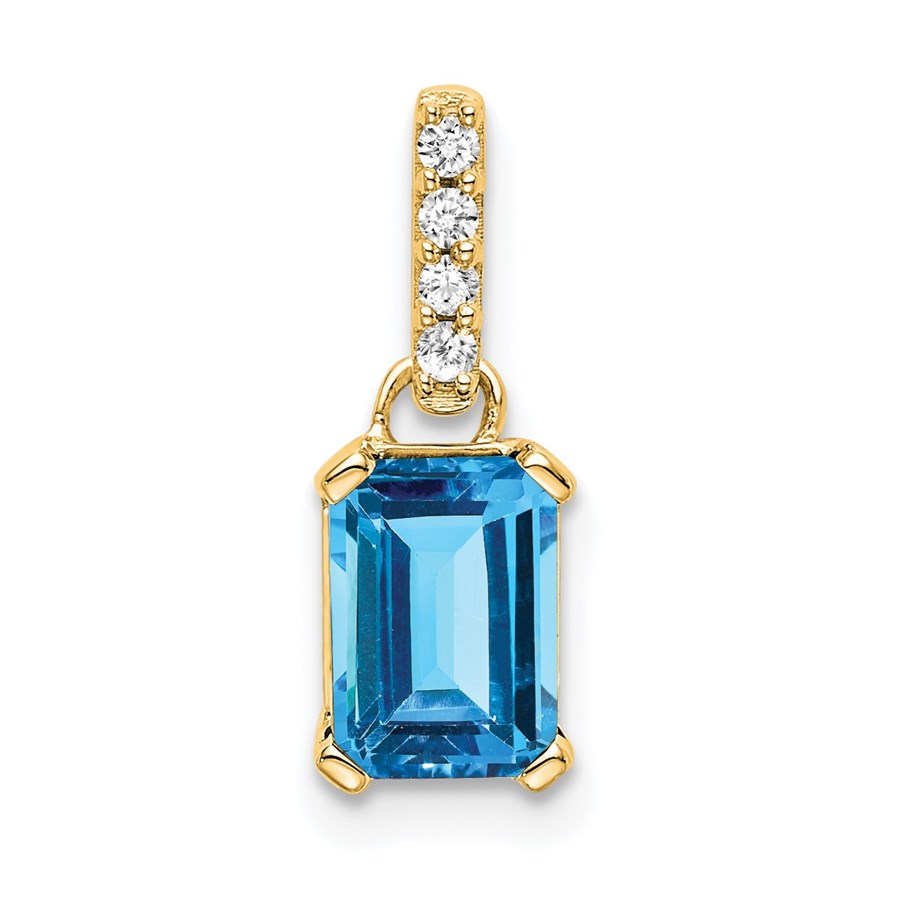 10K Yellow Gold Blue Topaz and Pendant - 15.9 mm