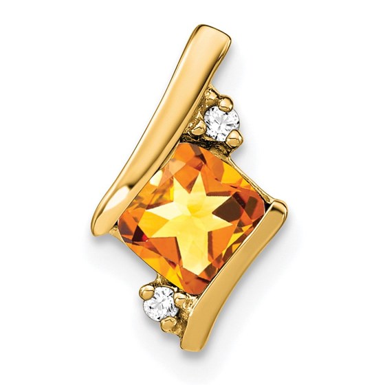 10K Yellow Gold Citrine and Diamond Chain Slide 10K Yellow Gold Citrine and Diamond Chain Slide