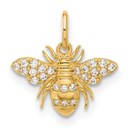10K Yellow Gold Clear CZ Bee Charm - 14.6 mm