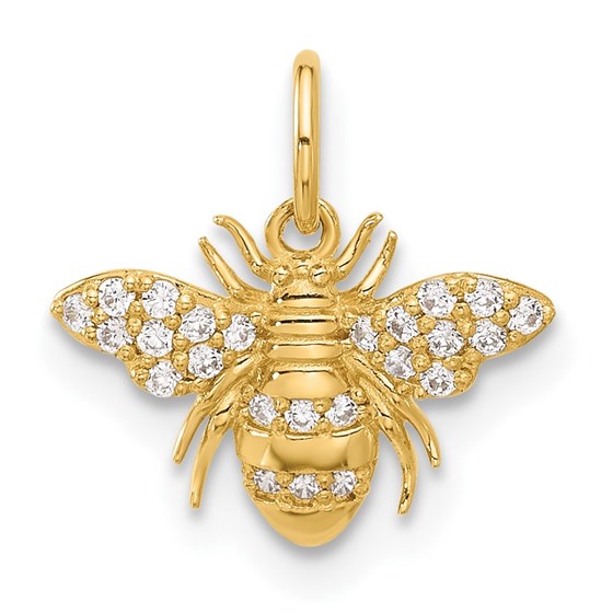 10K Yellow Gold Clear CZ Bee Charm - 14.6 mm 10K Yellow Gold Clear CZ Bee Charm - 14.6 mm
