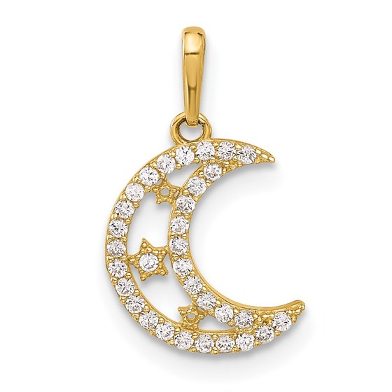 10K Yellow Gold Clear CZ Moon and Stars Charm - 18.4 mm 10K Yellow Gold Clear CZ Moon and Stars Charm - 18.4 mm