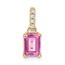 10K Yellow Gold Created Pink Sapphire and Diamond Pendant - in.