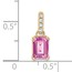 10K Yellow Gold Created Pink Sapphire and Diamond Pendant - in.