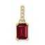 10K Yellow Gold Created Ruby and Diamond Pendant - in.