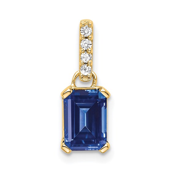 10K Yellow Gold Created Sapphire and Pendant - in. 10K Yellow Gold Created Sapphire and Pendant - in.