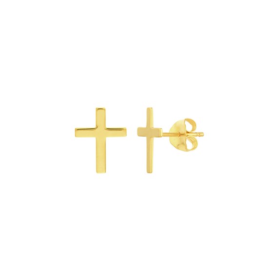 10K Yellow Gold Cross Post Earrings