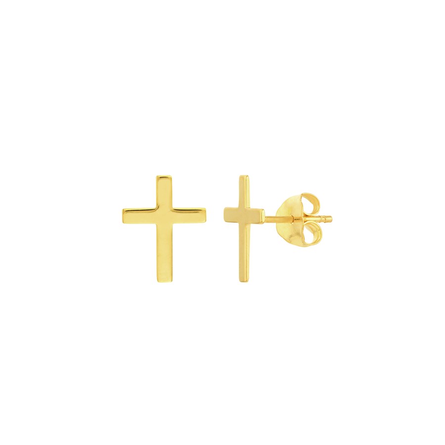 10K Yellow Gold Cross Post Earrings