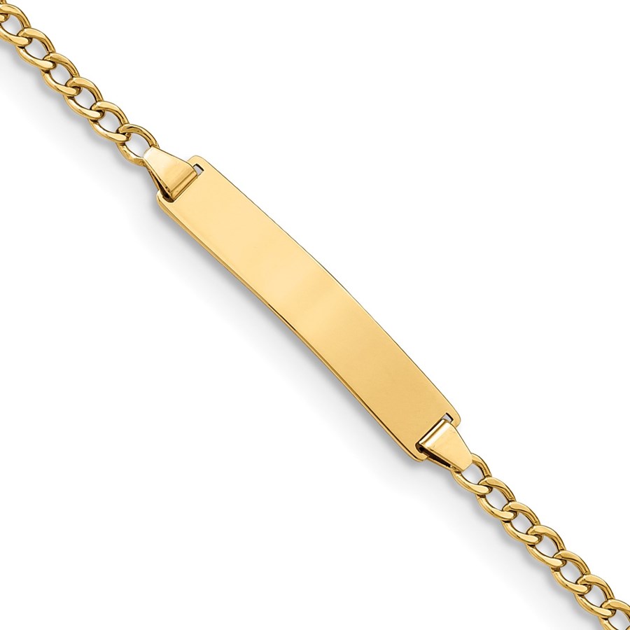 10K Yellow Gold Curb Link ID Bracelet - 8 in.