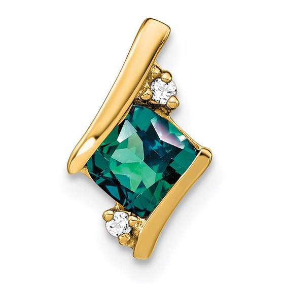 10K Yellow Gold Cushion Alexandrite and Diamond Chain Slide 10K Yellow Gold Cushion Alexandrite and Diamond Chain Slide