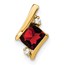 10K Yellow Gold Cushion Garnet Diamond Chain Slide