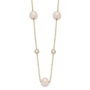 10K Yellow Gold CZ and 7-8mm Pearl Necklace - 20 in.